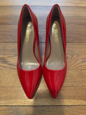 Dream Pairs Red Patent Pointed Toe Heels